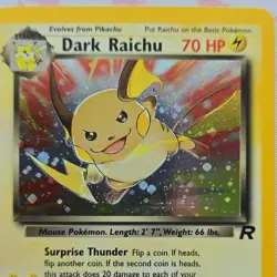 Pokemon TCG Dark Raichu Team Rocket Secret Rare Holo 83/82 70HP Wizards 2000 - Image 5