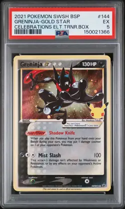 2021 POKEMON SWSH BLACK STAR PROMO #144 GRENINJA-GOLD STAR PSA 5 - Image 1