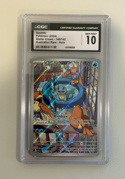 2024 Pokemon Stellar Crown 148/142 Squirtle Illustration Rare Holo CGC 10 - Image 1