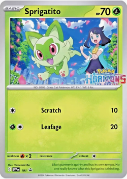 Pokemon TCG SVP 191 Sprigatito Horizons Stamped Black Star Promo Rare Holo - Image 1