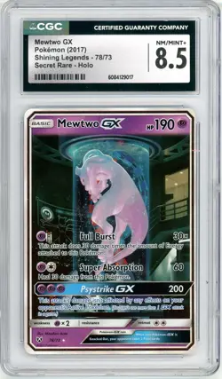 Pokemon Mewtwo GX #78 Shining Legends CGC 8.5 NM/Mint+ - Image 1