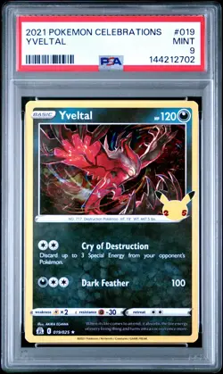 2021 POKEMON CELEBRATIONS #019 YVELTAL PSA 9 - Image 1