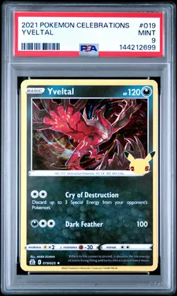 2021 POKEMON CELEBRATIONS #019 YVELTAL PSA 9 - Image 1
