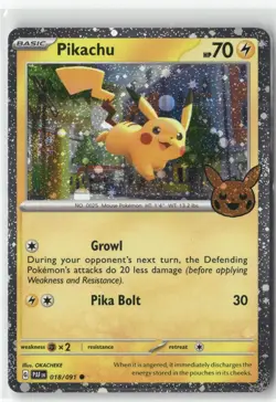 PIKACHU 018/091 HOLOFOIL HOLO RARE TRICK OR TRADE BOOSTER 2024 POKEMON HOLO NM/M - Image 1