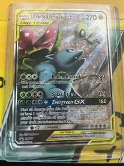 Pokemon TCG Celebi & Venusaur GX SM167 Promo Tag Team Holo Card Mp Condition - Image 1