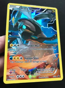 Black Kyurem XY80 XY PROMO RARE HOLO Pokemon Card FULL ART Shiny Near Mint - Image 3