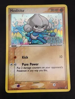 Meditite 56/100 EX Crystal Guardians Stamped Reverse Holo Pokemon TCG Card LP - Image 1