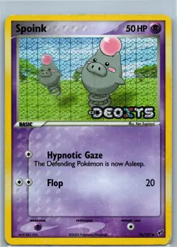 Pokemon Card - Spoink Deoxys 76/107 Reverse Holo Stamped - Image 1