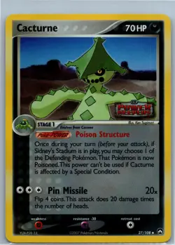Pokemon Card - Cacturne Power Keepers 27/108 Uncommon Reverse Holo Stamped - Image 1