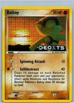 Pokemon Card - Baltoy Deoxys 53/107 Common Reverse Holo Stamped - Image 1