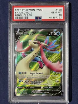 2020 Pokemon Sword & Shield Rebel Clash Milotic V Full Art 179/192 PSA 10 Gem - Image 1