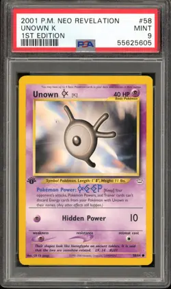 Pokemon Neo Revelation 1st Edition Unown K 58/64 PSA 9 - Image 1