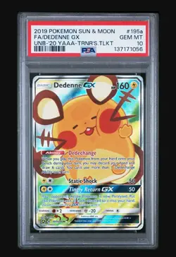 Pokemon Dedenne GX 195a/214 Full Art Toolkit Promo SM PSA 10 GEM MINT - Image 1