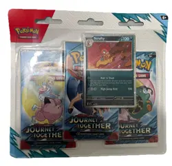Pokemon TCG Scarlet & Violet 9 Journey Together Three Booster Blister SCRAFTY - Image 1