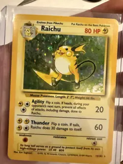 Pokemon Raichu 14/102 Base Set Holo Rare English 1999 WOTC NM gem 💎 - Image 3