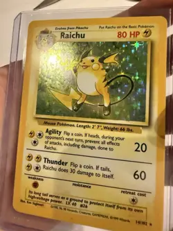 Pokemon Raichu 14/102 Base Set Holo Rare English 1999 WOTC NM gem 💎 - Image 4