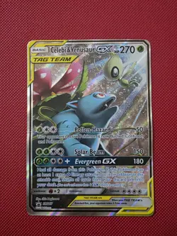 Pokemon TCG Celebi & Venusaur GX SM167 Promo *Damaged* - Image 1