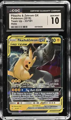 Pokemon Pikachu & Zekrom GX 33/181 Ultra Rare Team Up - CGC 10 - Image 1