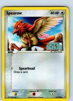 Spearow 61/100 Common Crystal Guardians Pokemon Reverse Holo Stamped - Image 1