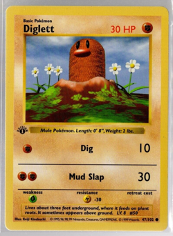 Diglett 47/102 1st Edition Shadowless Base Set WOTC Pokemon TCG Lightly Played - Image 1