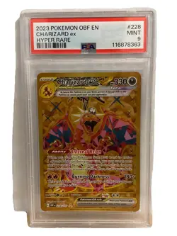[PSA 9] Charizard EX 228/197 Obsidian Flames Pokemon 2023 Hyper Rare Gold - Image 1