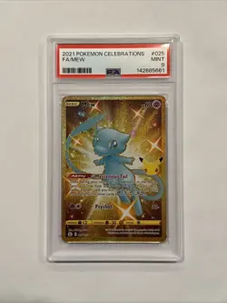 2021 POKEMON CELEBRATIONS FA MEW #025 PSA MINT 9 GOLD HOLO SHINY SECRET RARE - Image 1