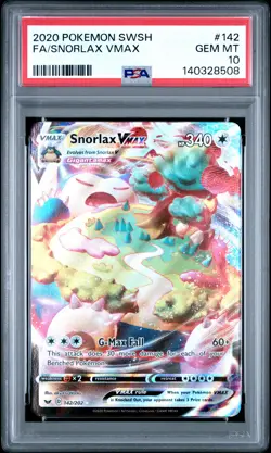 2020 POKEMON SWORD & SHIELD #142 FULL ART/SNORLAX VMAX PSA 10 - Image 1