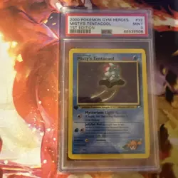 Pokemon Card: Gym Heroes 1st Edition Rare: Misty's Tentacool 32/132 PSA 9 Graded - Image 1