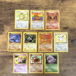 Pokemon TCG Vintage NON HOLO Rare Lot 10 Team Rocket Jungle Fossil Base ALL LP+ - Image 1