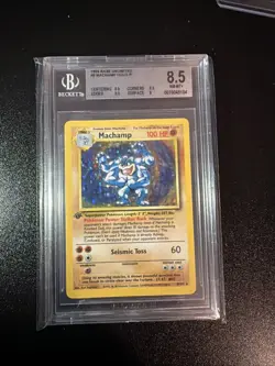 BGS 8.5 1st Edition Machamp HOLO Pokemon 1999 Base Set 8/102 Beckett Sub Grades - Image 1