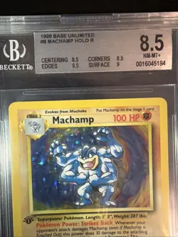 BGS 8.5 1st Edition Machamp HOLO Pokemon 1999 Base Set 8/102 Beckett Sub Grades - Image 2