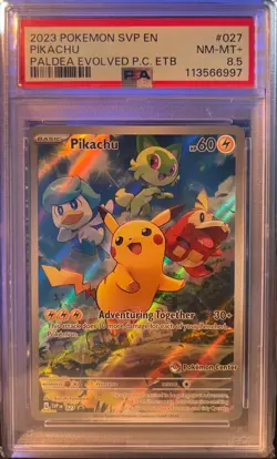 Pikachu #027 Pokemon Center PSA 8.5 - 2023 SV Promos Paldea Evolved ETB - Image 1