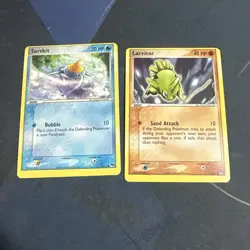 Larvitar And Surskit Pop Series 1 MISCUTS LP Pokemon Cards - Image 1