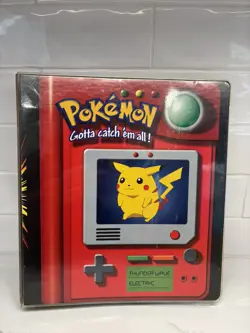 1999 Pokemon PIKACHU BINDER Red 3-Ring Card Album Folder+Sheets TCG Nintendo Ex - Image 1