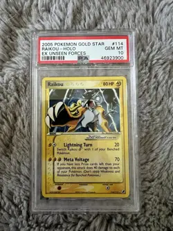 Pokemon - Raikou Holo Gold Star PSA 10 EX Unseen Forces - Image 1
