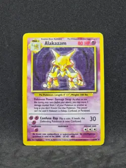 (1) Pokemon Base Set Alakazam 1/102 (MP/HP) - Image 1