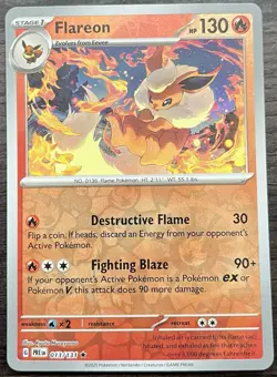 Flareon 013/131 Pokemon TCG Scarlet Violet Prismatic Evolutions Reverse Holo NM - Image 1