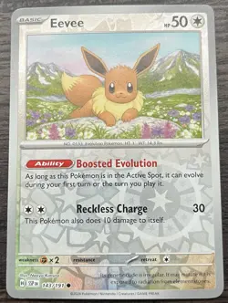 Eevee 143/191 Pokemon TCG Scarlet Violet Surging Sparks Reverse Holo MINT NM - Image 1