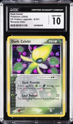2004 POKEMON EX HIDDEN LEGENDS REVERSE HOLO #4 DARK CELEBI CGC 10 GEM MINT - Image 1