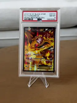 New Cert Pokemon Charizard EX XY121 Black Star Promo Holo Red & Blue PSA 8 NM-MT - Image 1