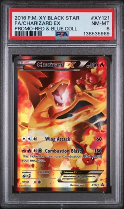 New Cert Pokemon Charizard EX XY121 Black Star Promo Holo Red & Blue PSA 8 NM-MT - Image 4