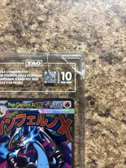 2025 Pokemon Mega Charizard X Ex Mega Evolution Black Star Promo TAG 10 Cracked - Image 4