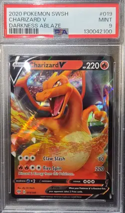 2020 Pokemon SWSH CHARIZARD V Darkness Ablaze PSA 9 - Image 1