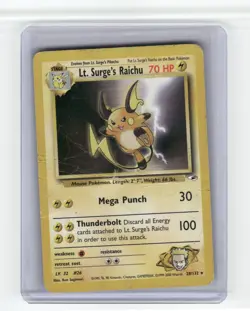 Lt. Surge's Raichu Gym Heroes Rare Pokemon Damaged - Image 1