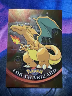 Silver Foil-Pokeball Pattern | Black Logo | Pokemon 1999 Topps TV | Charizard #6 - Image 1