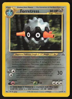 Forretress Non Holo Rare 21/75 Pokemon Neo Discovery - Image 1