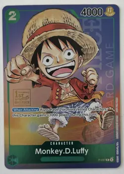 One Piece Monkey D. Luffy 1st Anniversary Tournament P-037 Stamped Promo Holo NM - Image 1