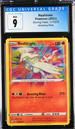 2021 POKEMON SHINING FATES RESHIRAM 017/072 AMAZING RARE CGC 9 PSA 3832636009 - Image 1