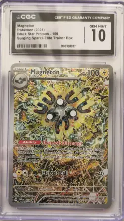 💥CGC 10 2024 Pokemon Surging Sparks ETB Black Star Promo MAGNETON #159 - Image 1