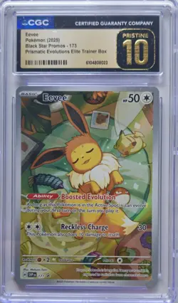 💥CGC Pristine 10 Eevee Pokemon (2025) Black Star Promo 173 Prismatic Evolutions - Image 1